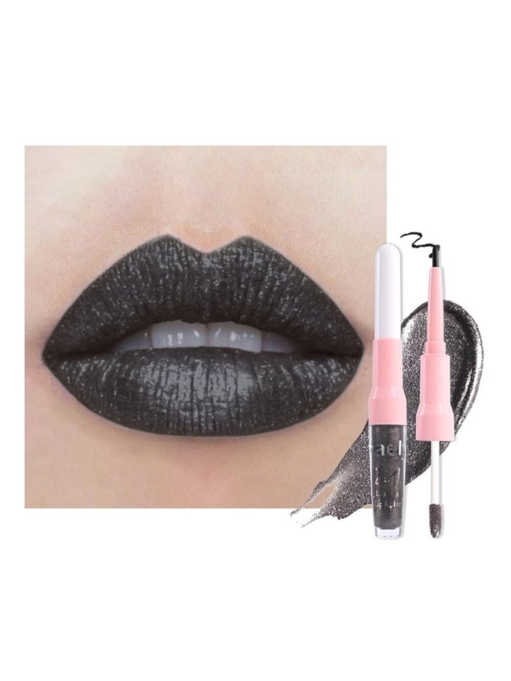 Womens 17# Black Coal-Metallic Glitter Liquid Lipstick lippies Lip Gloss